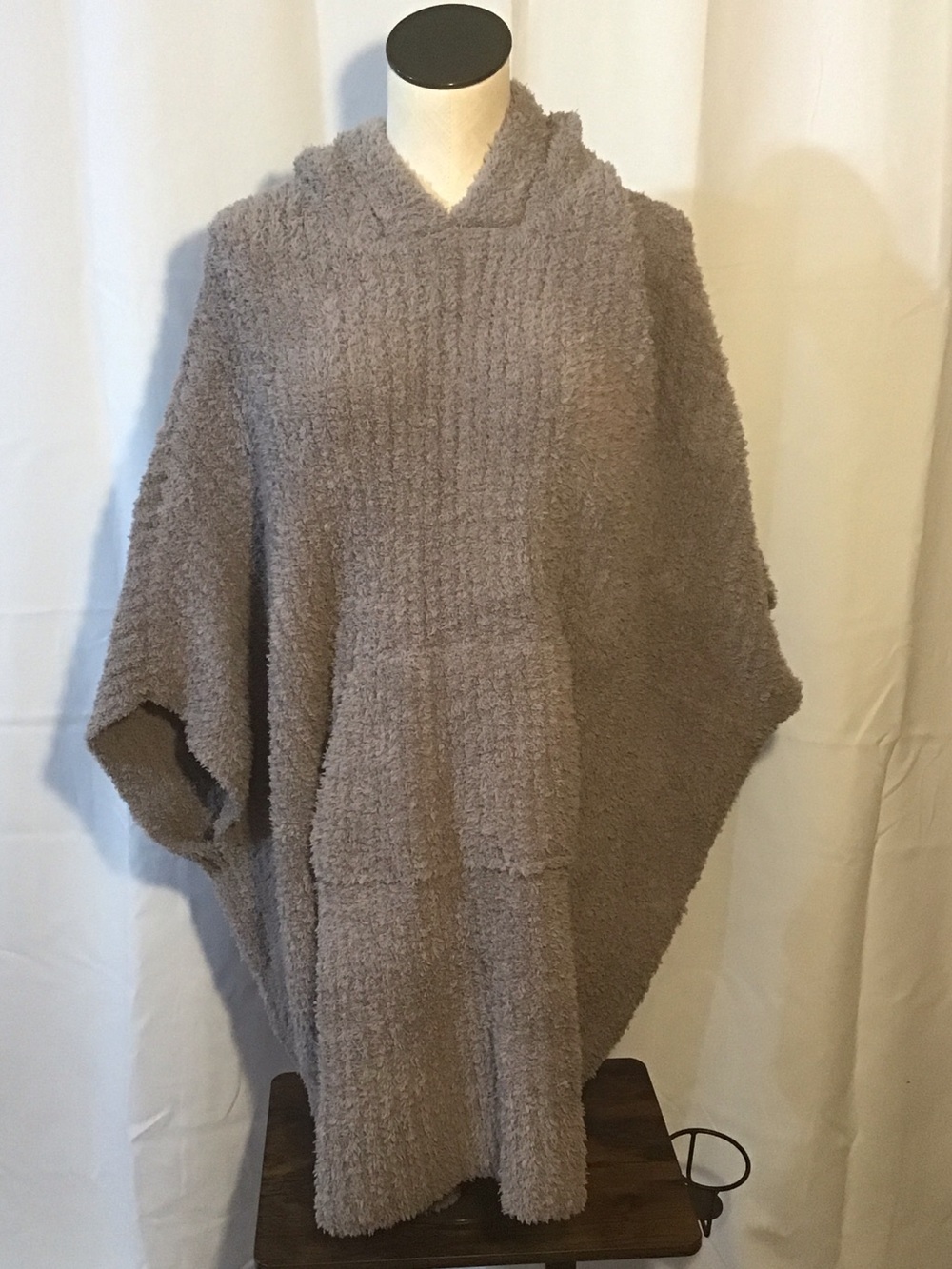 Barefoot Dreams Hooded Poncho in Taupe